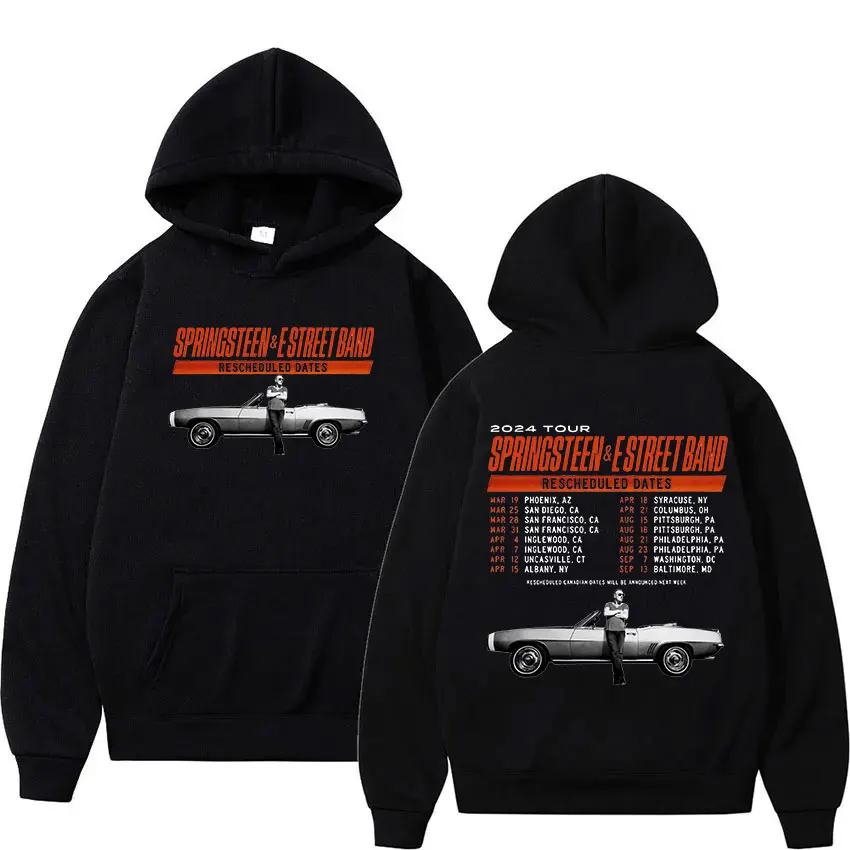 

Retro Bruce Springsteen and E Street 2024 Tour Print Hoodie Men's Hip Hop Oversized Fleece Pullover Sweatshirt Gothic Streetwear