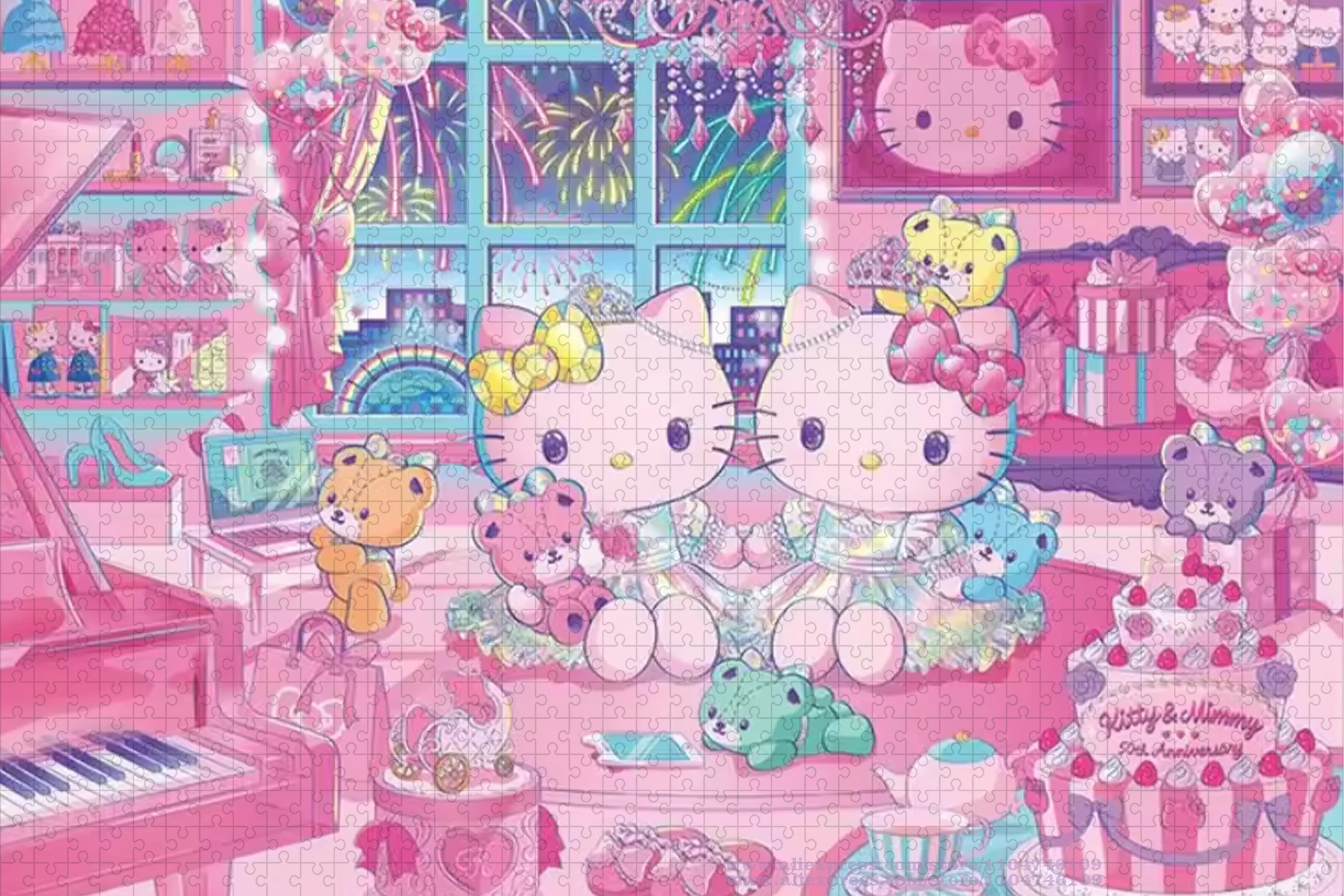 Sanrio Hello Kitty ปริศนาจิ๊กซอว์ 108/200/300/500/1000/1500 ชิ้นการ์ตูนเด็ก Diy ของเล่นสติปัญญาปริศนาการศึกษา
