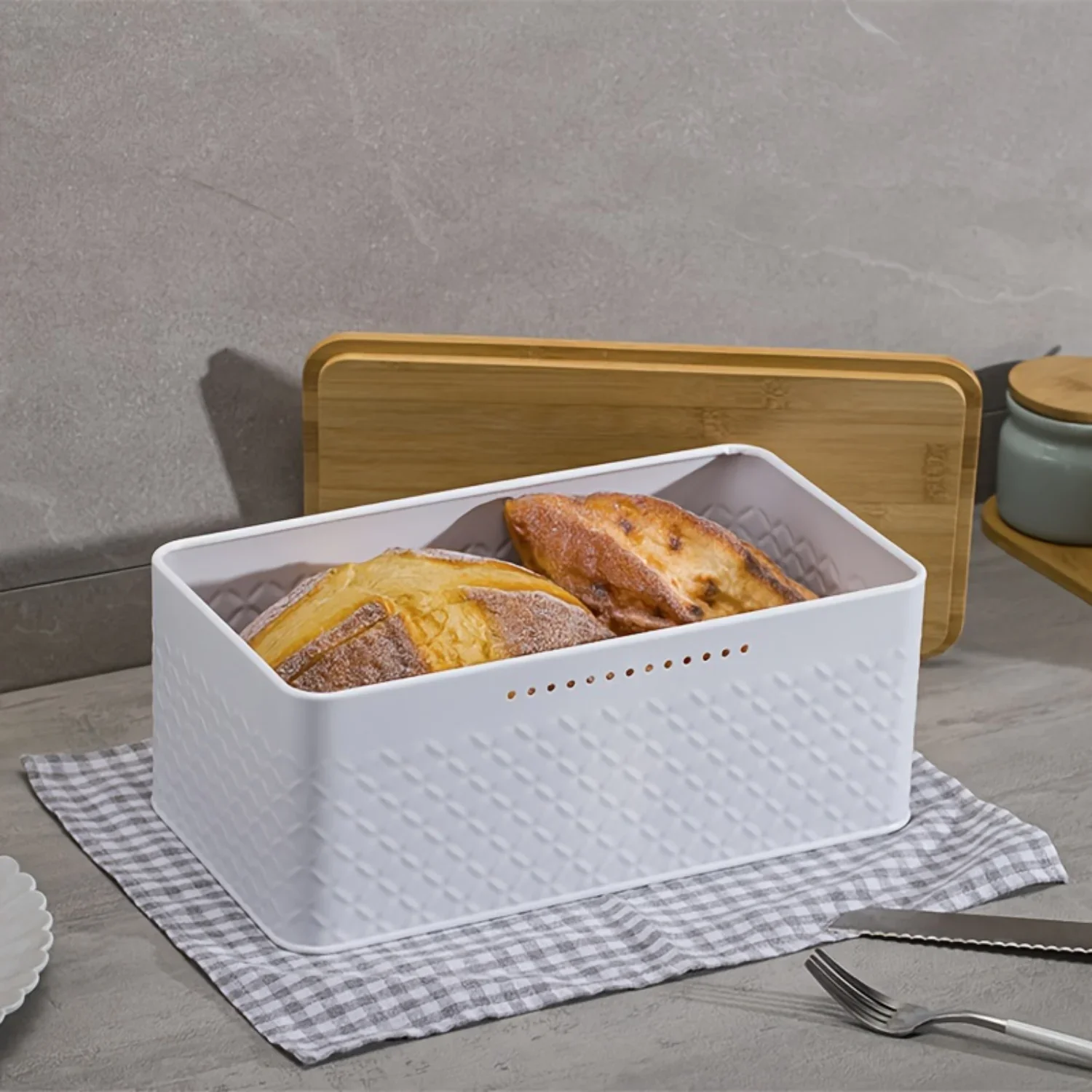 

1pc Multifunctional Household Bread Box with Detachable Cover - Dustproof Bamboo Lid | Baking & Kitchen Supplies | Storage Solut