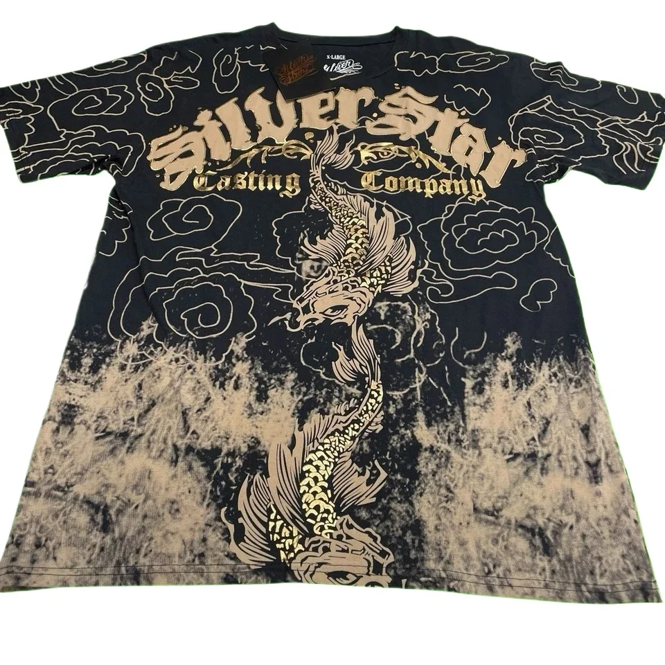 

SilverStar Gothic Koi Fish T-Shirt Y2K Retro Cotton Breathable Unisex Short Sleeve Casual Tee Men & Women Summer Fashion Graphic