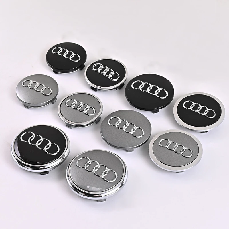 Estilo do carro Cap Wheel Center, Hub Covers, Emblema para Audi A3, A4, A5, A6, A7, A8, S4, S6, 60mm, 61mm, 68mm, 69mm, 77 milímetros, 4 PCes