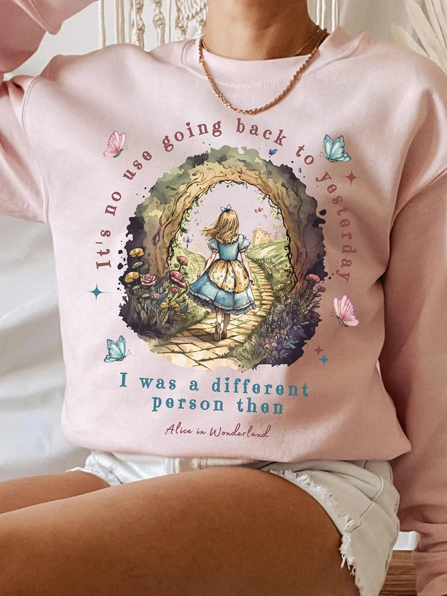 

Alice in Wonderland Sweater Bookish Sweatshirt Alice in Wonderland Literary Comfort Fleece Sweatshirt Crewneck Y2K Streetwear