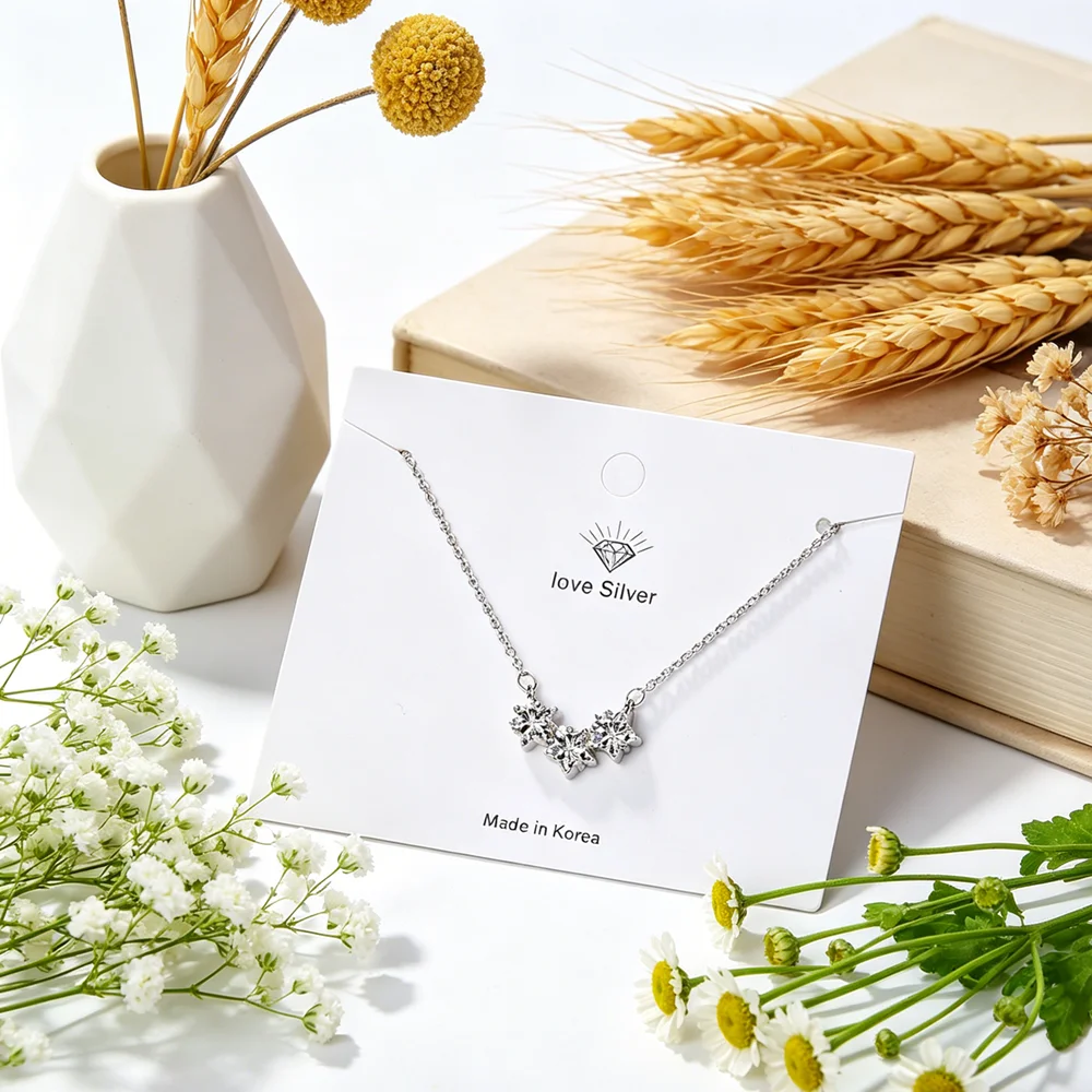 

Top Quality Shiny Star Shape Jewelry Necklace For Women Girl AAA Cubic Zirconia Stone 925 Sterling Silver Chain Wholesale