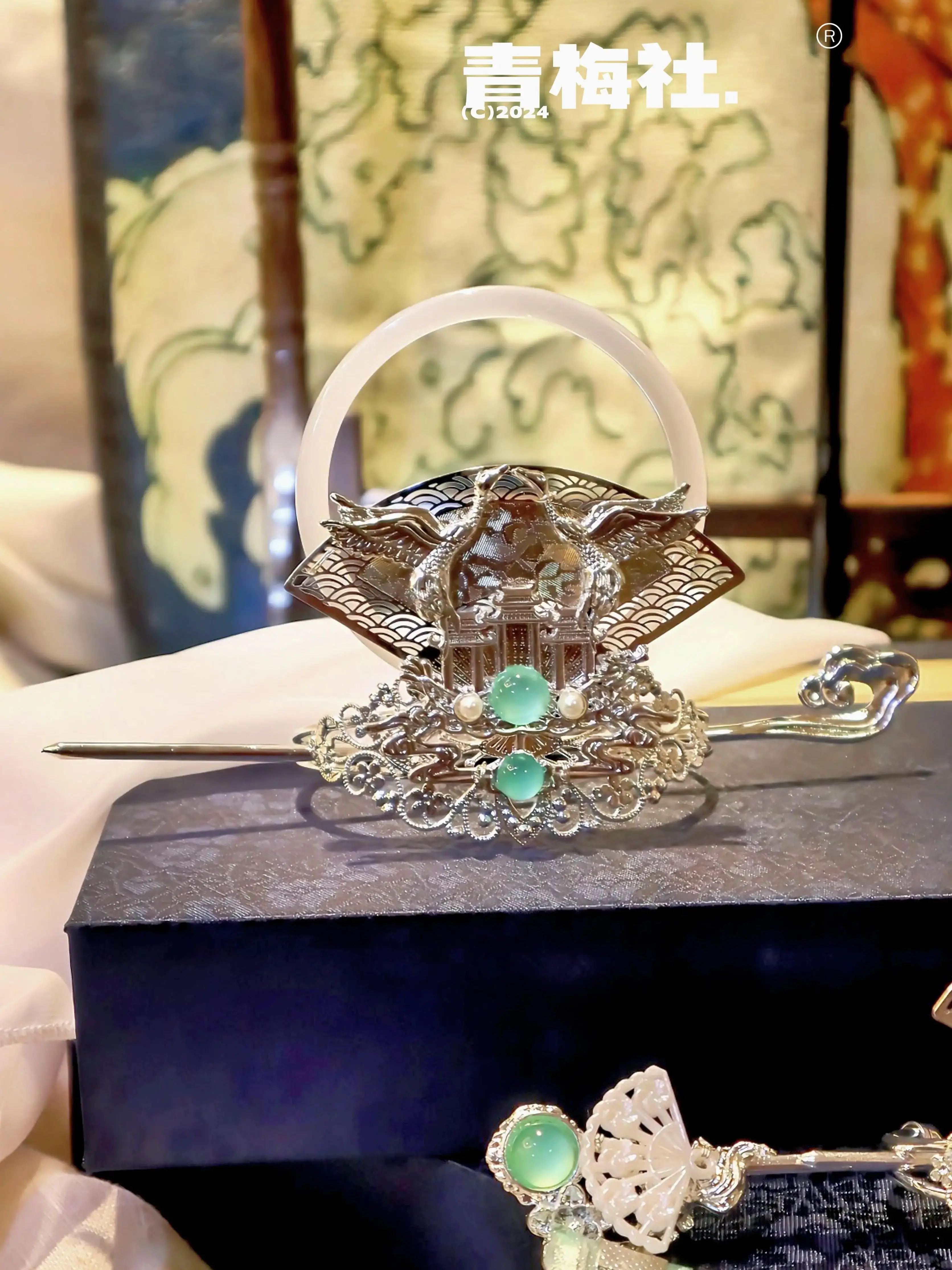 ในสต็อกอะนิเมะ Tian Guan Ci Fu มังงะรุ่น Shi Qingxuan คอสเพลย์ Headwear ผู้หญิง Ver ผมมงกุฎหมวกริบบิ้น Headdress