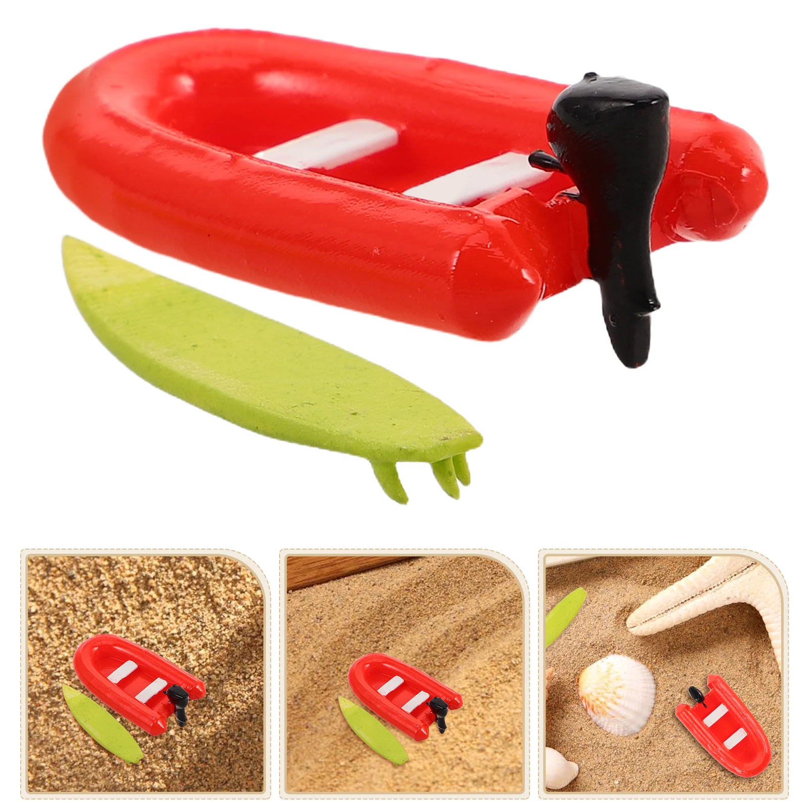 2 Pcs Beach Toy Set Boat Mini Accents Surfboard Decor Miniature House Decoration Toys for Kids