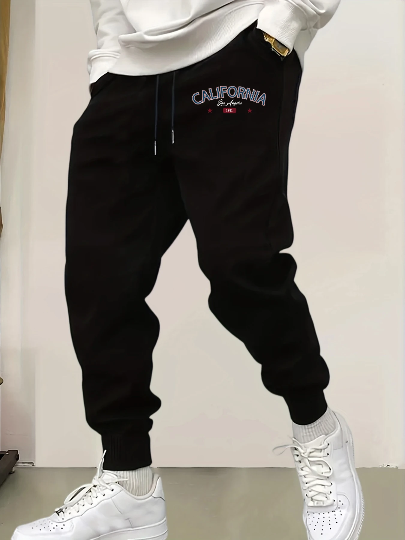 

California Los Angeles Print Male Sweatpant Trendy Jogging Britches Casual Comfy Long Pants Sports Basic Unisex Trousers
