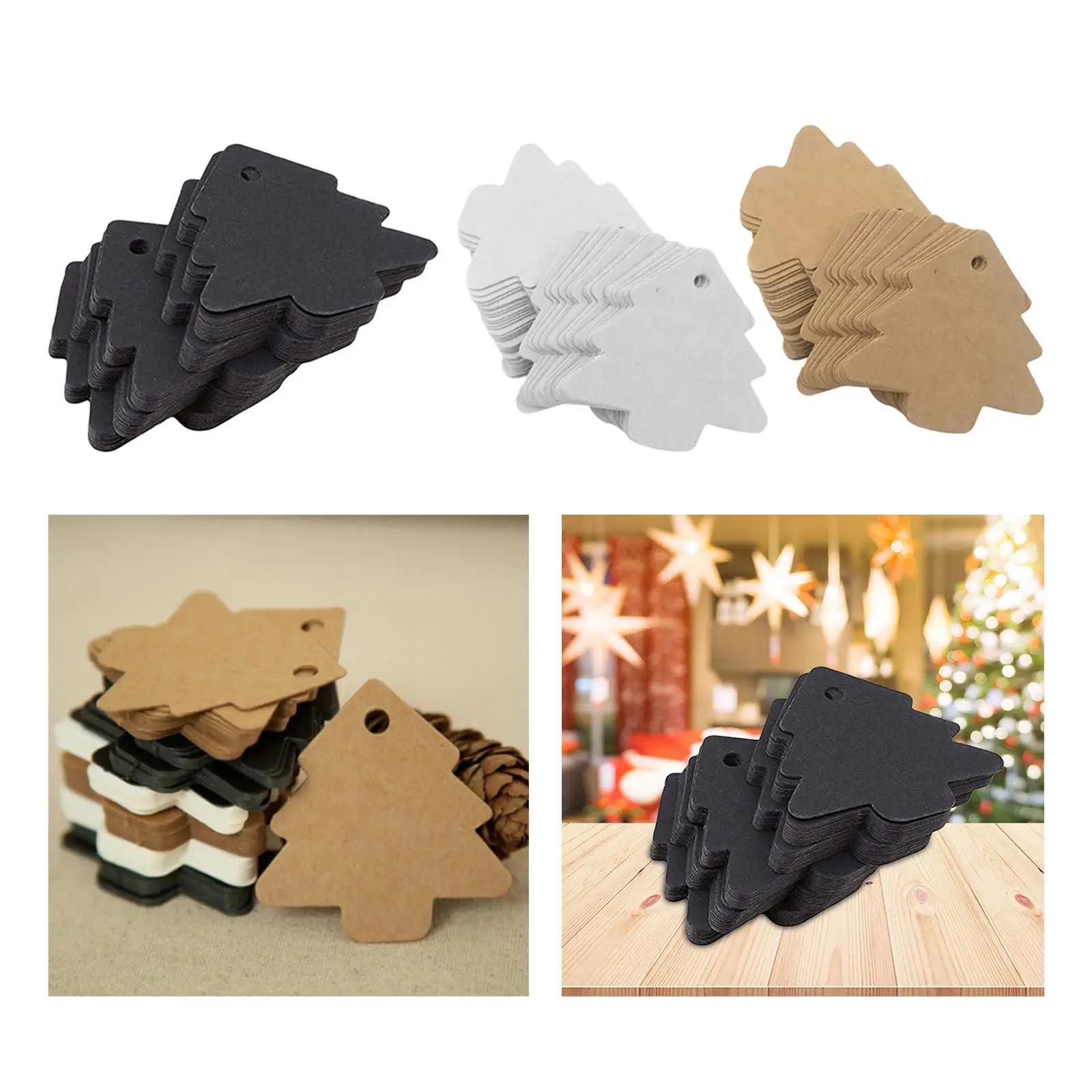 

50x Christmas Kraft Paper Tags Hanging Tag for Xmas Candy Cookies Packaging