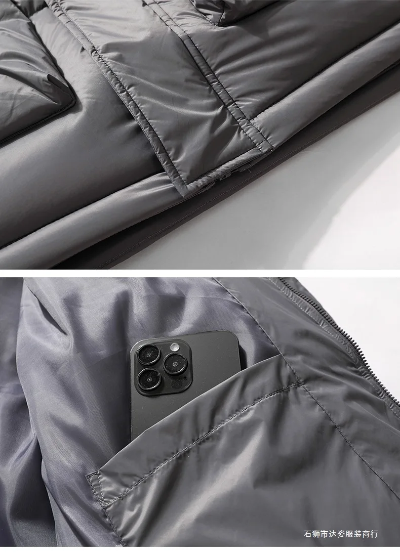 Men's Winter Casual Thick Warm Standing Collar Cotton Coat Youth Trendy Workwear Jacket