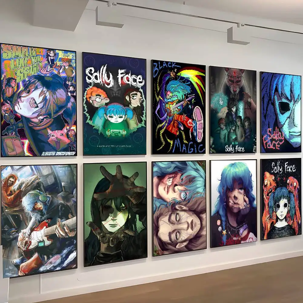 Game S-Sally F-Face Anime Posters Sticky Whitepaper Prints Posters Artwork Kawaii Room Decor