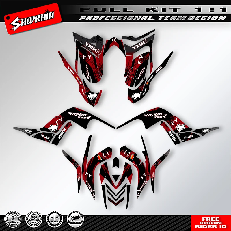 Sawrain For Yamaha RAPTOR 700 2006 2007 2008 2009 2010 2011 2012 Graphics Backgrounds Decal Stickers Kits Number Name Custom 009