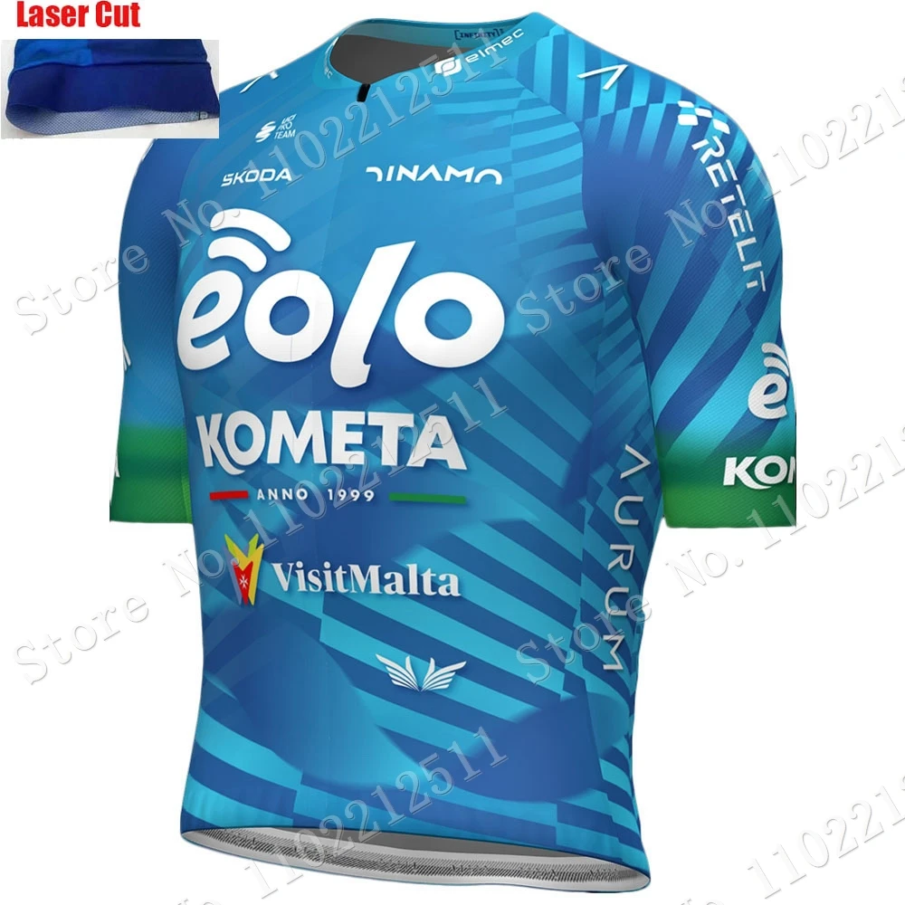 Suit Eolo Kometa Team 2023 Cycling Jersey Set Cuff Laser Cut Men Clothing Road Bike Shirts Bicycle Bib Shorts MTB Maillot Ropa