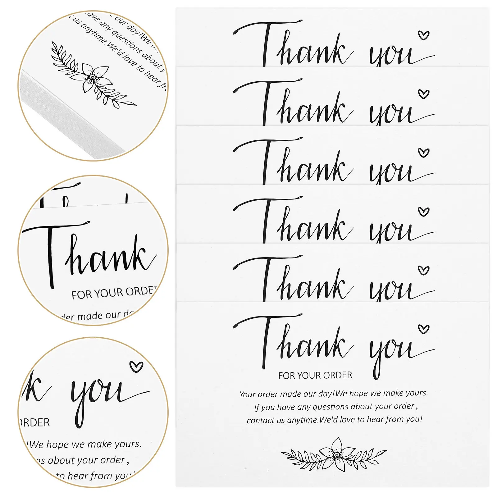 

100Pcs Thank You Cards Bulk Small Business Paper Material Chic Look Blank Back for Beauty Nail Salons Bakeries Purchase Thanks