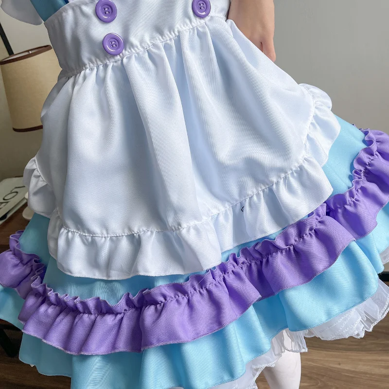 Rosa feminino maid outfit anime vestido longo preto branco avental vestido lolita vestidos kawaii masculino café traje cosplay goth