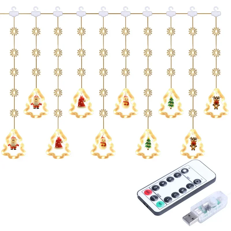 3Pcs/Lots Christmas Decoration Led Light String Christmas Tree Modeling Lights Interior Ambient Light USB Curtain Light