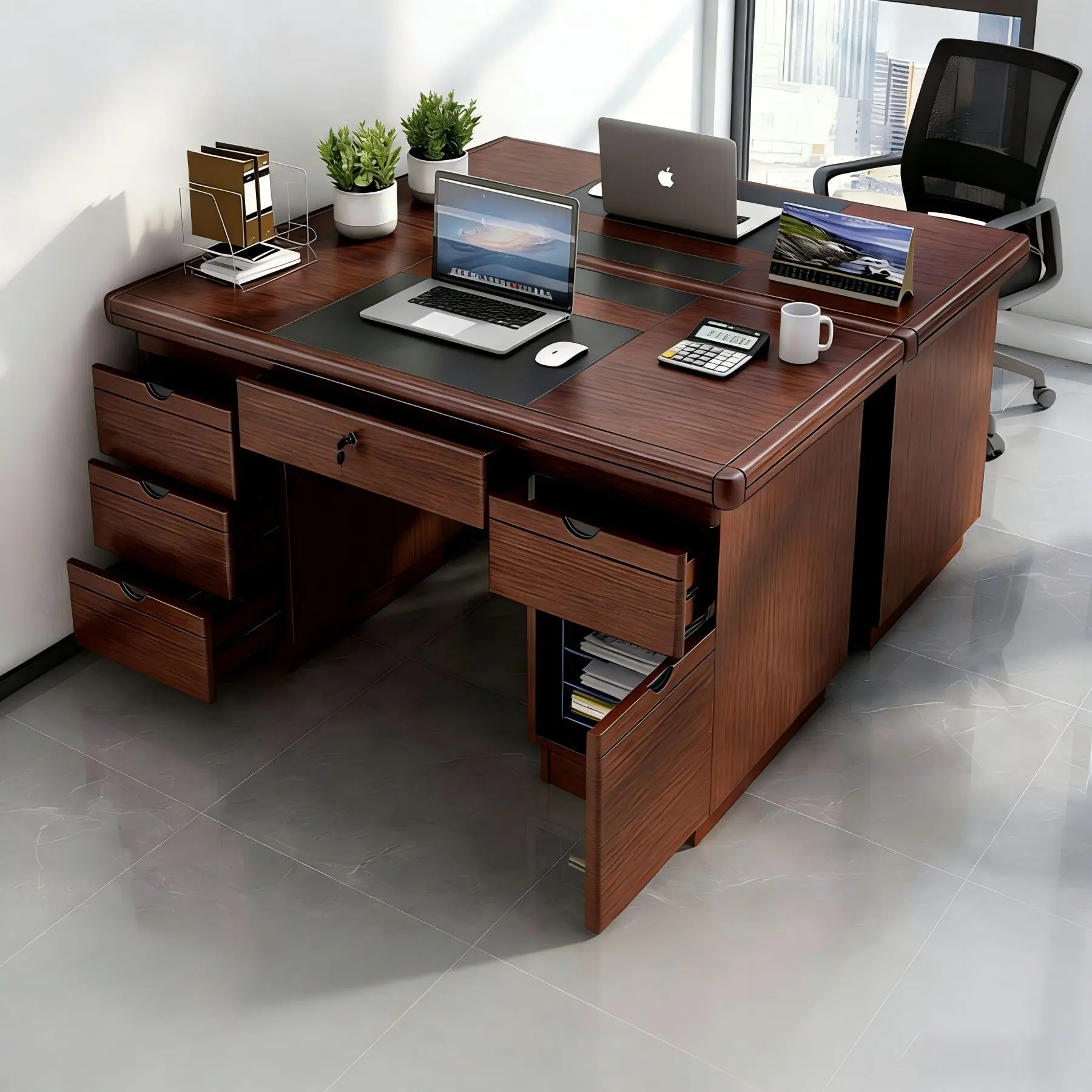 Solid Wood Desktop Office Desk Single-Person Home Computer Table Workstation and Writing Desk escritorios Office Furniture