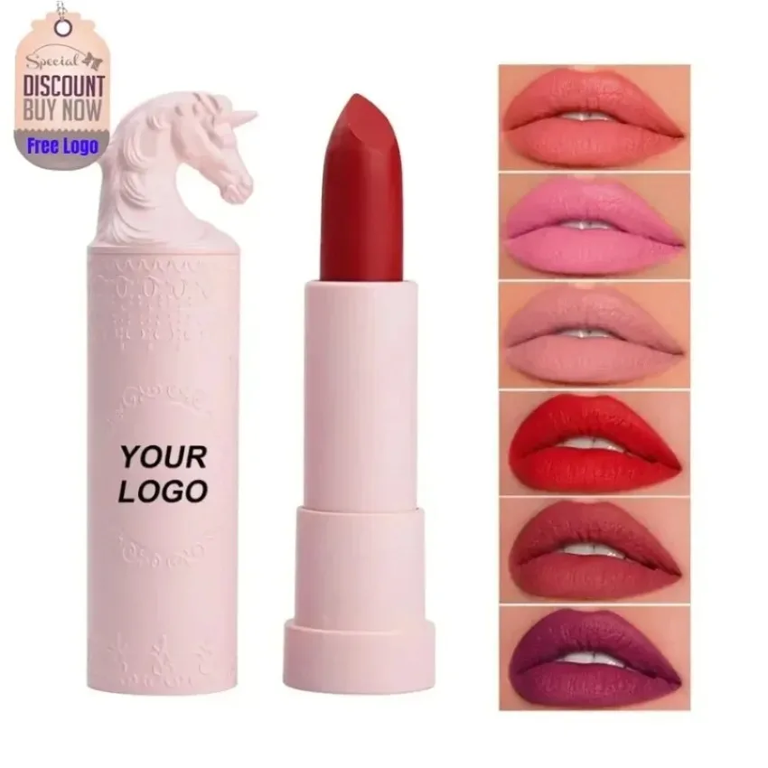 

Custom 14colors Pink Pony Tube Lipstick Smooth Long-lasting Waterproof Waterproof Non Stick Cup Easy To Apply Lipstick Bulk