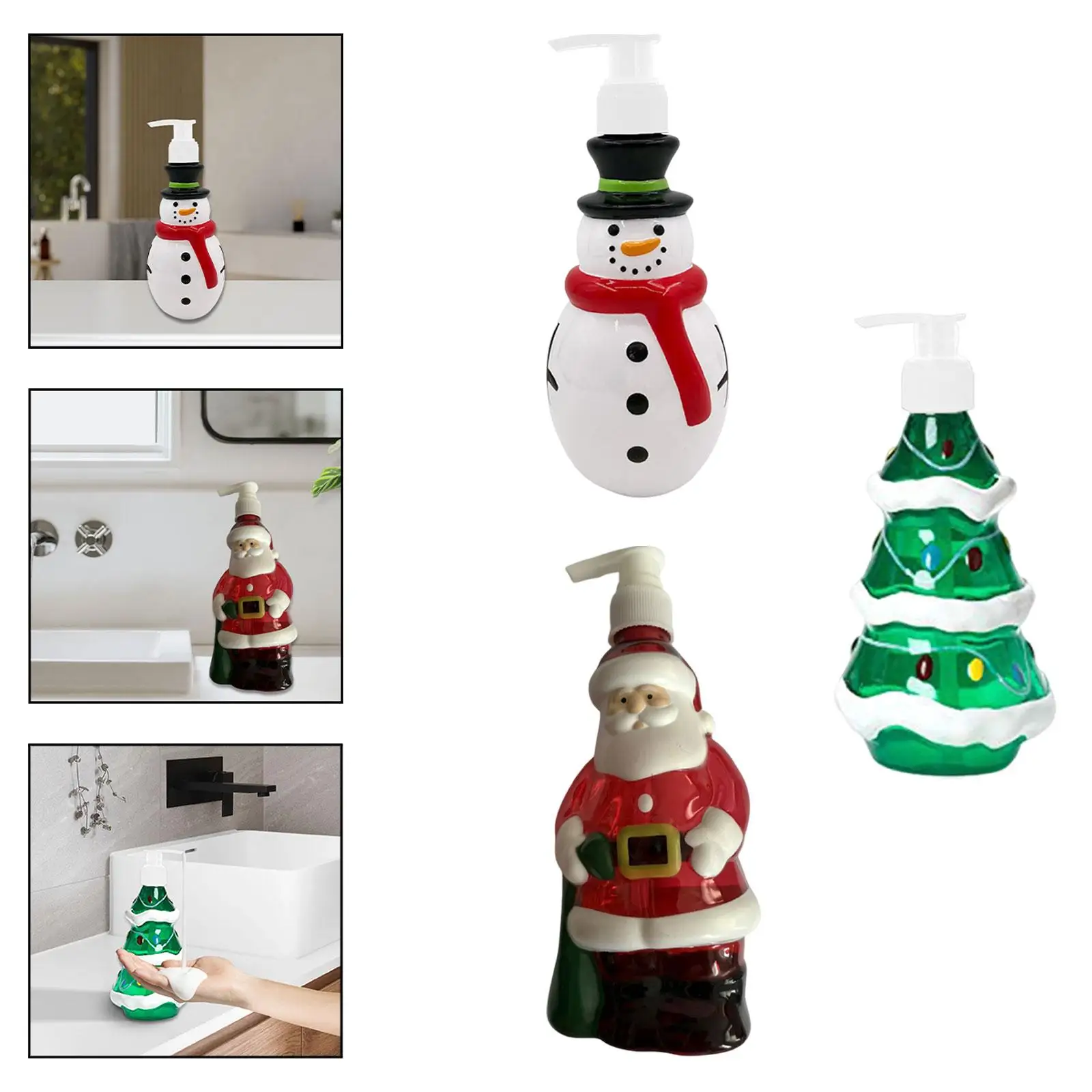 

Рождественский дозатор мыла, дозатор шампуня, декоративный, премиум-класса, многоцелевой, практичный, долговечный, пустая бутылка с насосом на 350 мл