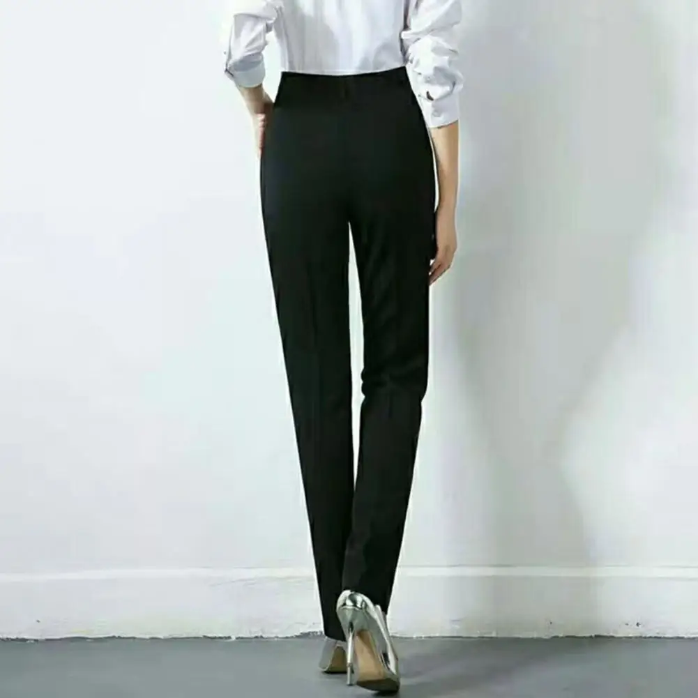 

Women's Straight Leg Pants Stretchy Long Pants Casual High Waist Business Slacks Workwear Trousers With Pockets Straight Fit
