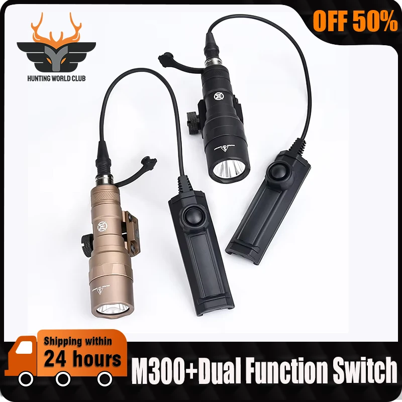 

WADSN M300 M300C Tactics Flashlight 510 Lumens White Light Hunting Airsoft Accessory Weapon With Dual Function Pressure Switch