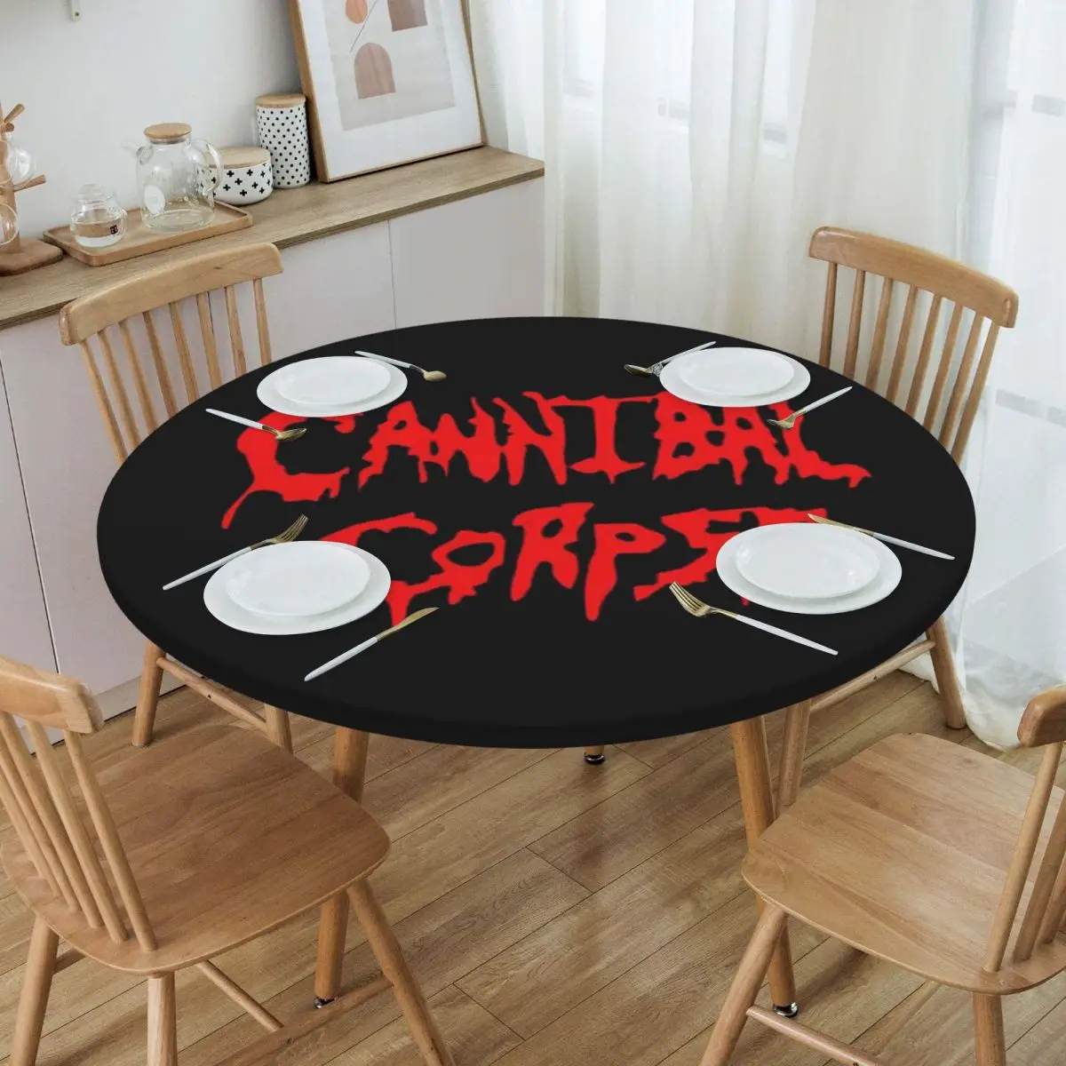 Cannibal Corpse Death Metal Band Waterproof Round Tablecloth Oilproof Table Cloth for Kitchen Events Dining Table Cover