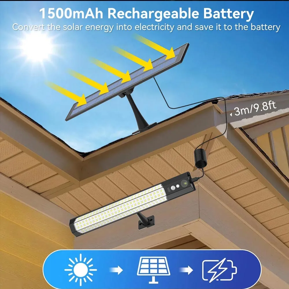 

Outdoor Solar Lamp Motion Sensor 316 LED Camping Lawn Light Waterproof Solar Powered Security Light For Garden Fence Garden