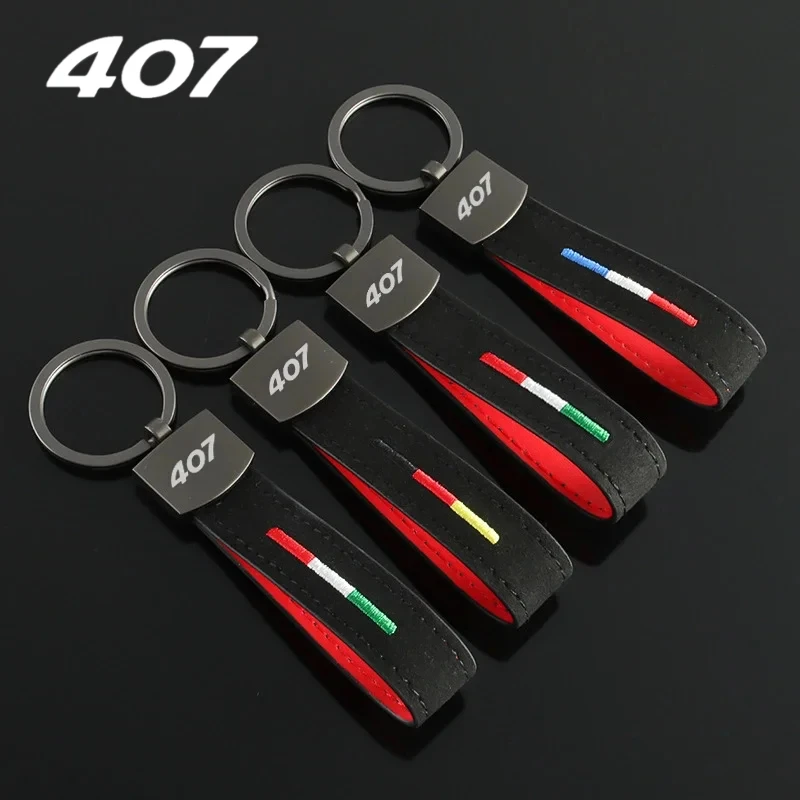 Modified Car Keychains Suede Key Rings Holder Accessories for Peugeot 407 Logo 406 405 205 3008 206 5008 308 208 408 107 307