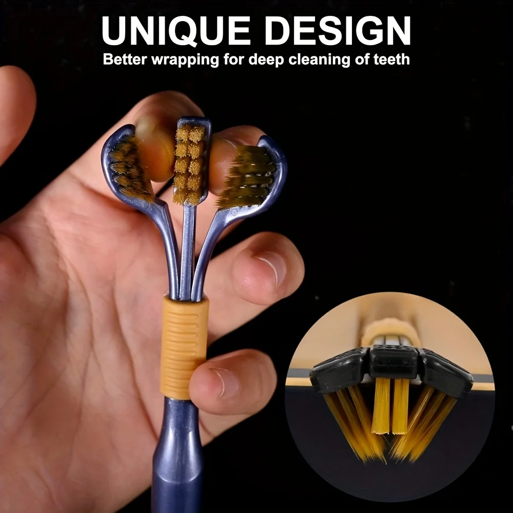 Spazzolino manuale 3D da 5 pezzi Spazzolino morbido a forma di U a tre lati per la pulizia orale completa per adulti, uomini e donne, coppie