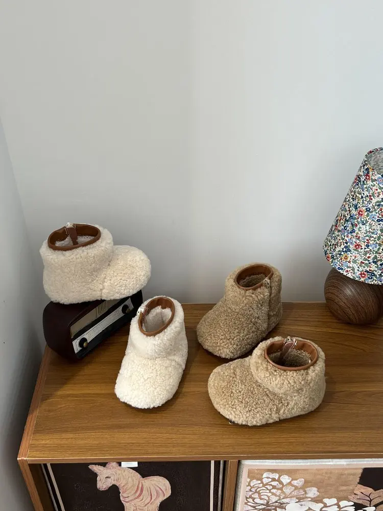 2026 Winter Neue Kinder-Knöchelstiefel Flauschig Warme Plüsch-Kurzstiefel für Jungen und Mädchen Runde Spitze Outdoor-Baumwollschuhe – Detail 5