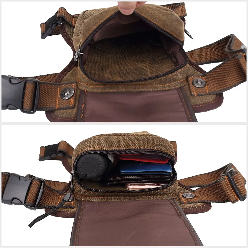 محفظة متعددة الوظائف، حقيبة ساق معلقة عسكرية تكتيكية، حقيبة كتف صغيرة للجري والتخييم والمشي لمسافات طويلة والدراجات النارية، بني داكن #5