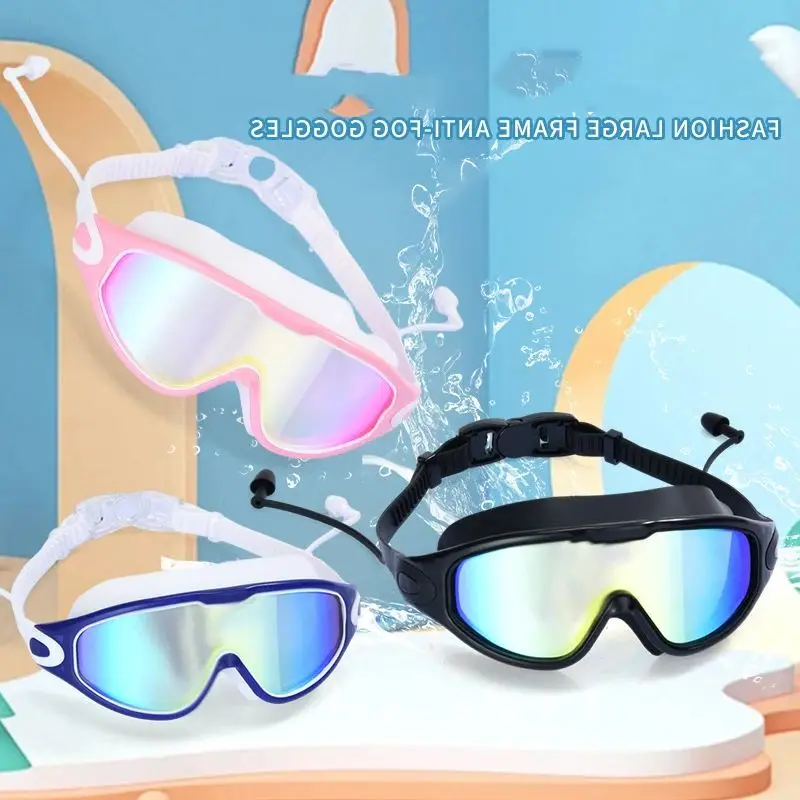 

Water Sports Fashion Large Frame Swimming Glasses HD Silicone Waterproof Anti-fog Goggles Adjustable Swimming Accessories