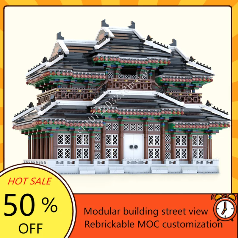 

5981 шт. Manwoldae Hoegyeongjeon здание модульное MOC креативная модель с видом на улицу строительные блоки DIY образовательная модель игрушки подарки