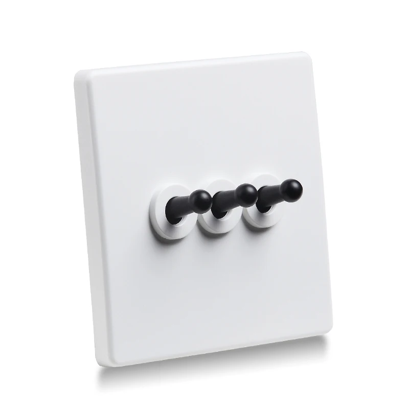 Wall Light Toggle Switch High-quality Matte White PC Panel Brass Lever Switch EU Socket 86 Type