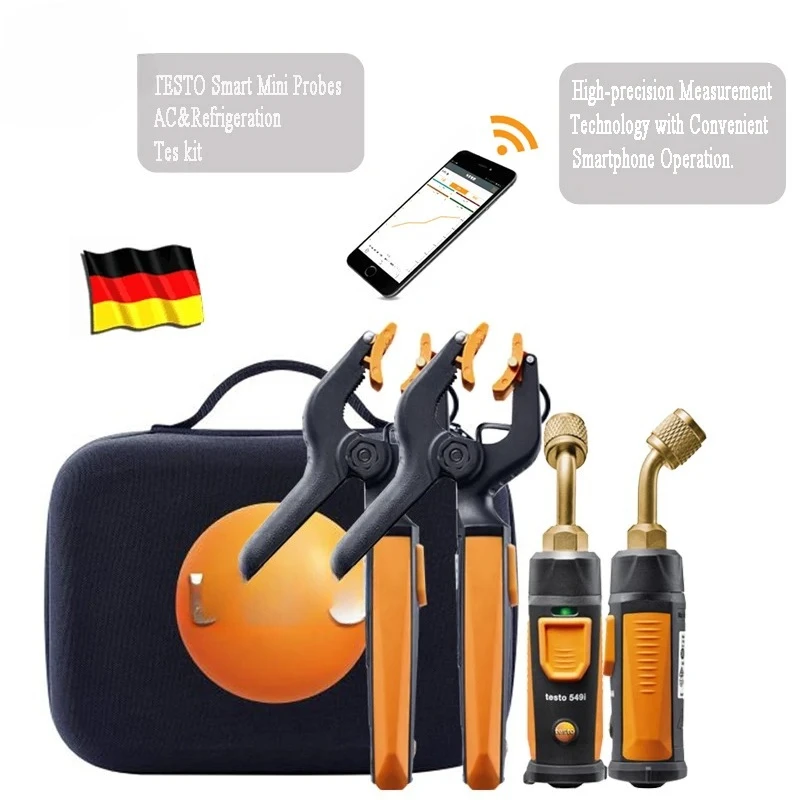 0563 0002 10 AC & Refrigeration Test Kit with 2pcs Testo 115i And 2pcs 549i Wireless Smart Probes Bluetooth-Compatible