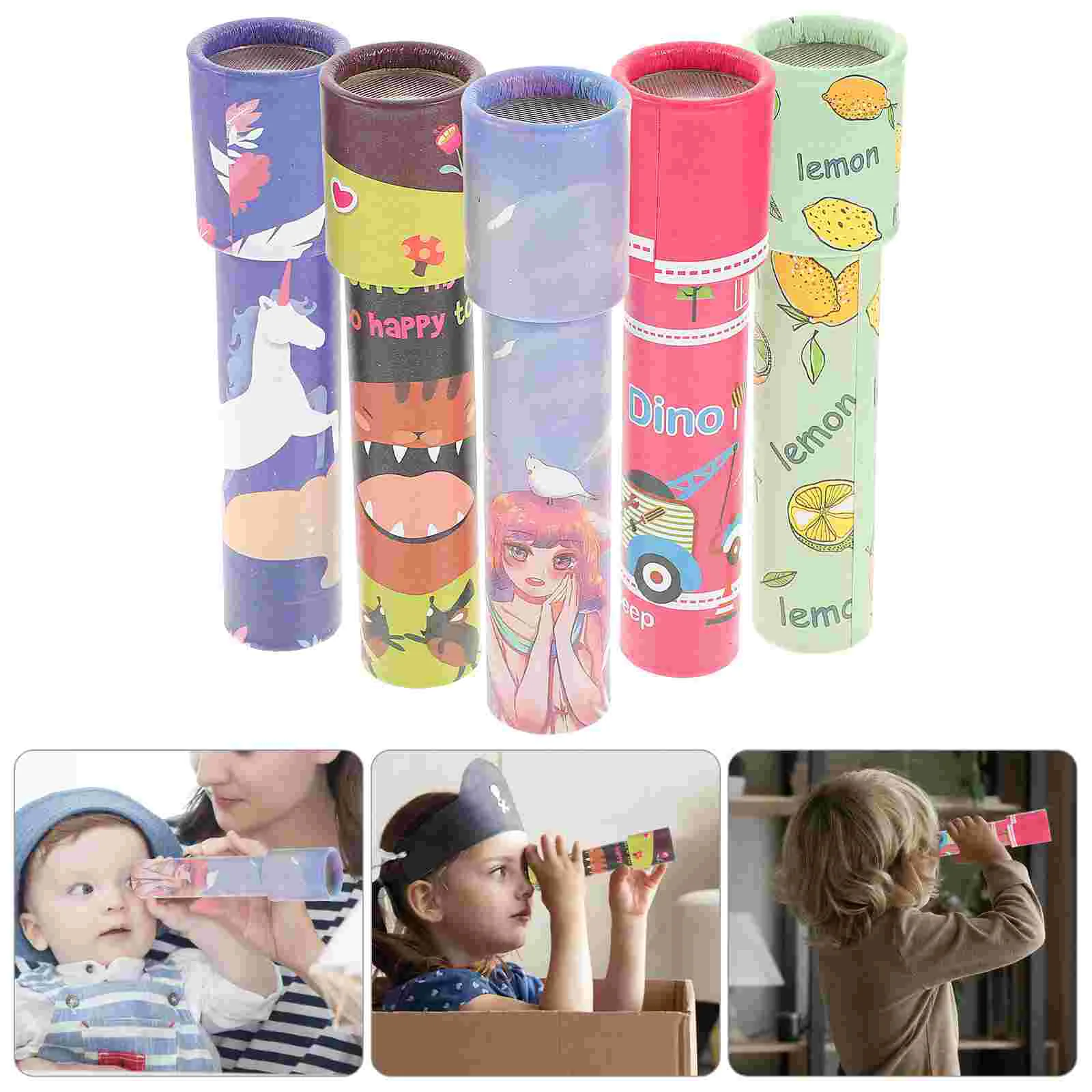 5 Pcs Spinning Top Kaleidoscope Kids Stickers Bulk Children Cognitive Toy Vintage Tumble Paper Toddler