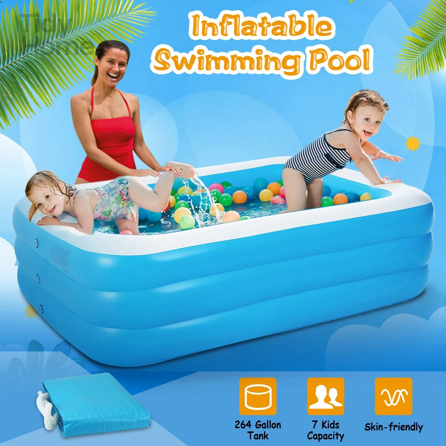 

Inflatable Swimming Pools, Inflatable Lounge Pool, for Outdoor Garden Backyard Summer Water Party, 120*72*24in, swimming pool