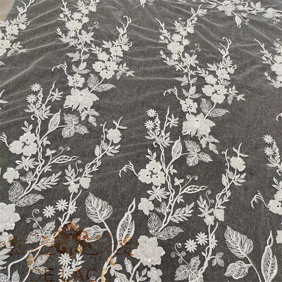 JZQ Изысканное свадебное платье с цветочной тканью, высокое качество, сетка, вышитый тюль, блестки, бисер, свадебное платье, кружевная сетка