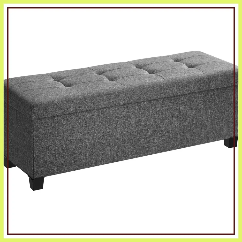 

Storage Ottoman Bench, Foldable Foot Rest, 15x43x15.7 Inches, End of Bed Bench, 660 lb Capacity, Slate Gray