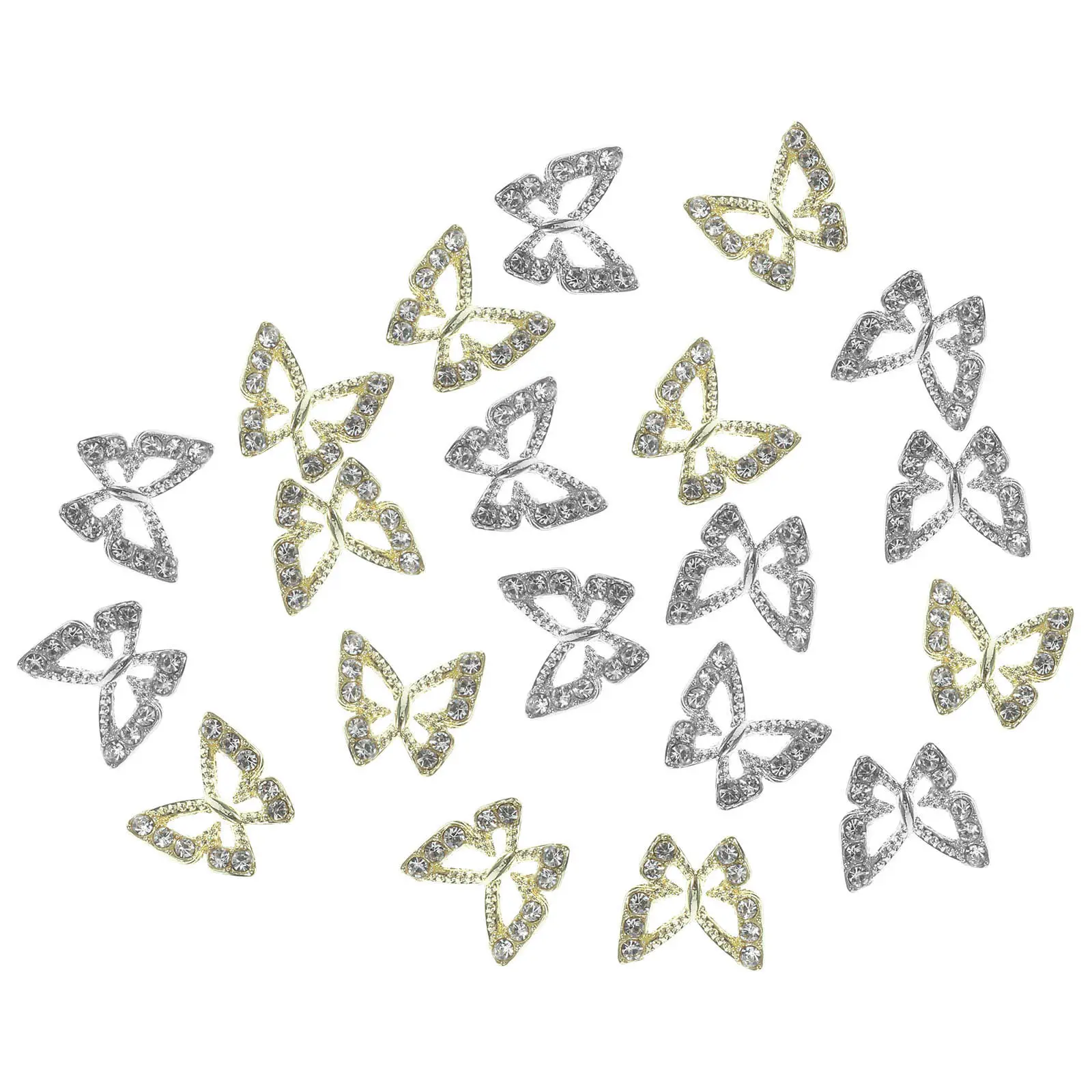 

20Pcs Nail Charms Butterfly Rhinestone Decorations Small Glamorous Manicure Gems Christmas Party Wedding Nail Decors