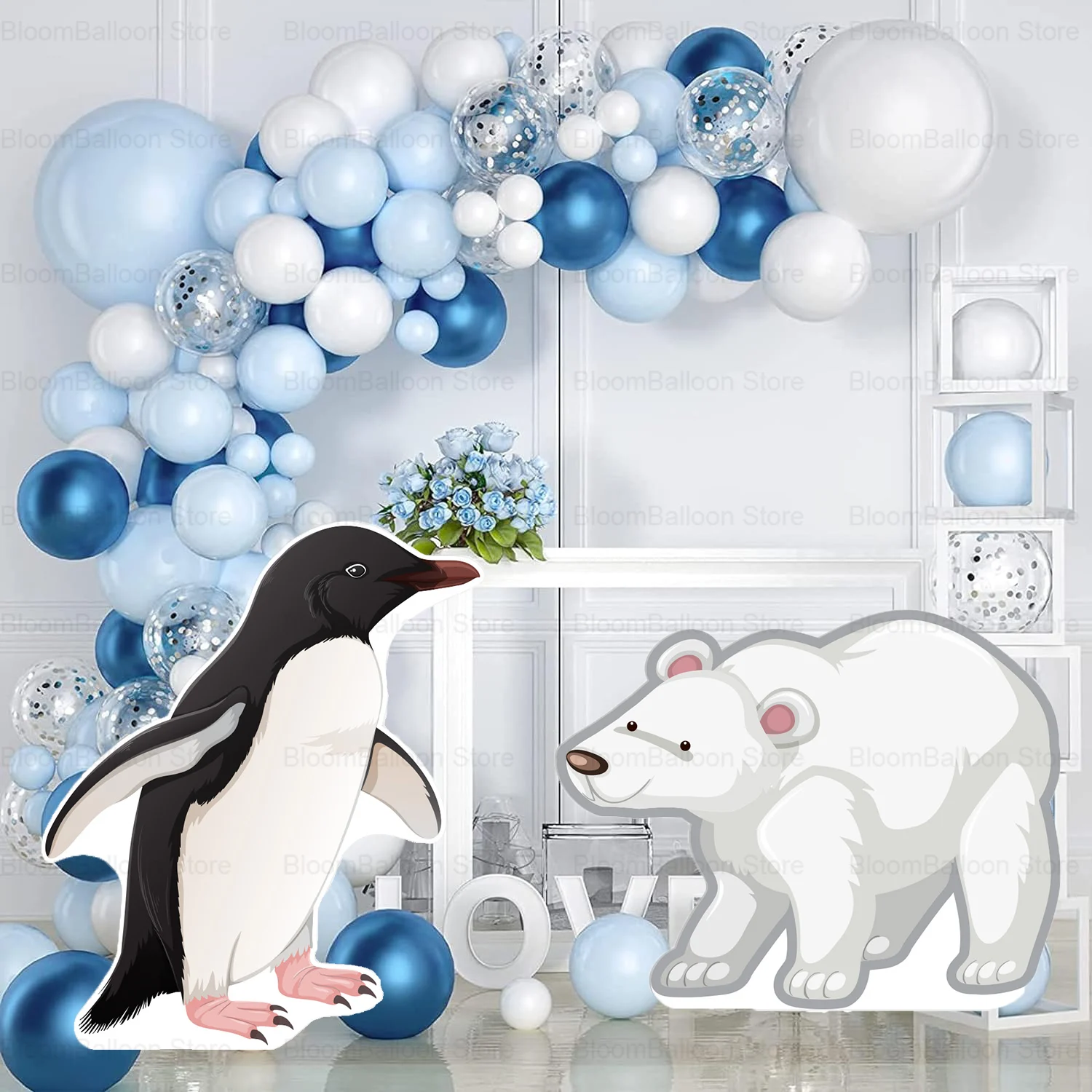 12/18/24/36Inch Polar Animals KT Board Polar Bear Penguin Cutout for Birthday Decorations Baby Shower Polar Theme Party Supplies