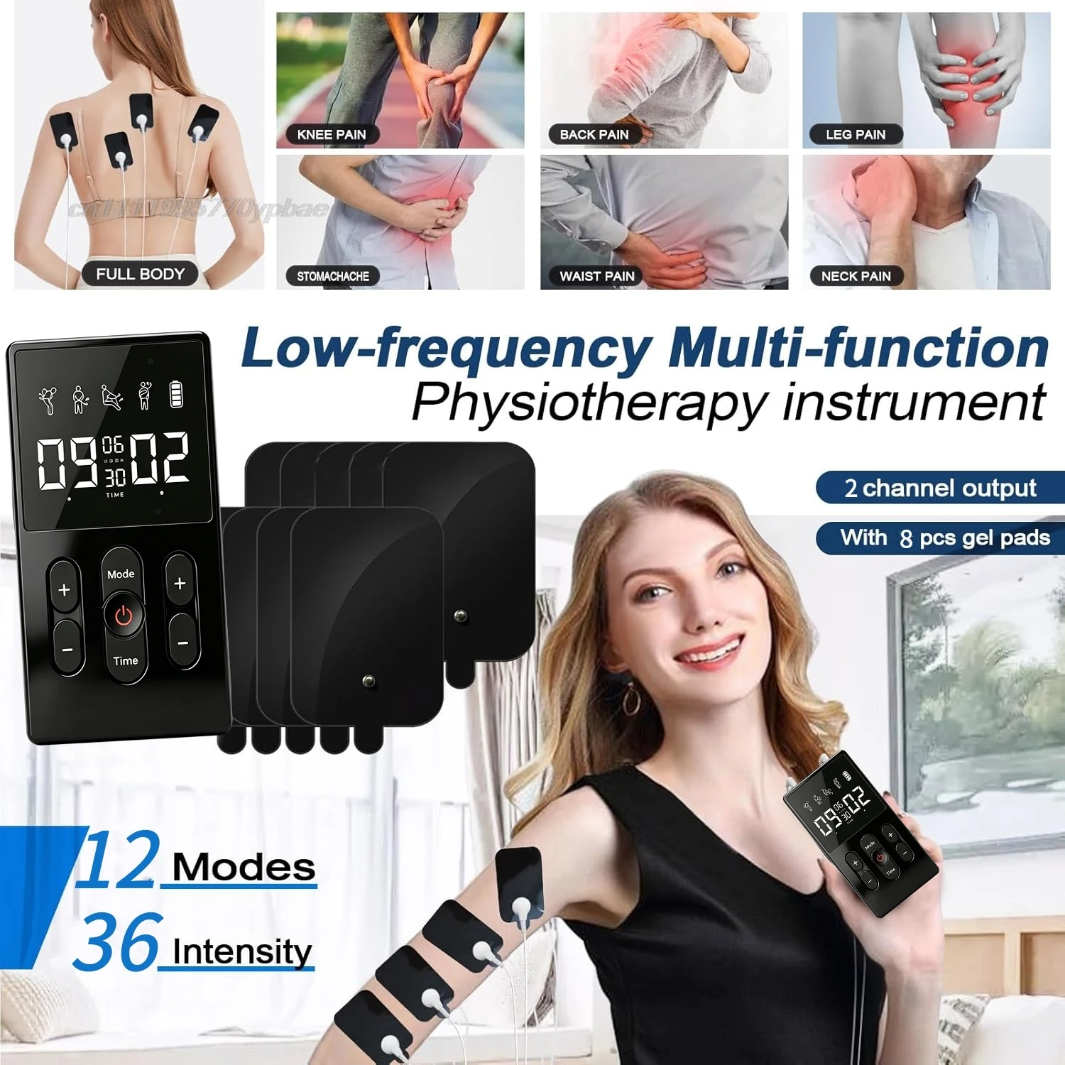 Tens Unit Massager Machine Dual Channel 12 Modes 36 Levels Ems Muscle Stimulator Back Pain Relief ElectrostimuladorPhysiotherapy