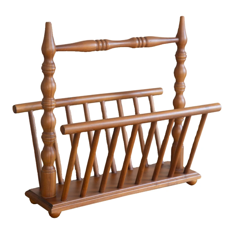 

French retro dinner plate shooting props ornament solid wood storage shelf book shelf drain basket