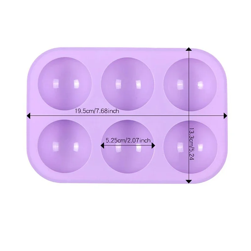 6Grids Silicone Mold Semicircle Pudding Mold Baking Cake Soap Cookie Mould Round Shape Chocolate Making Tool Kitchen Accessories