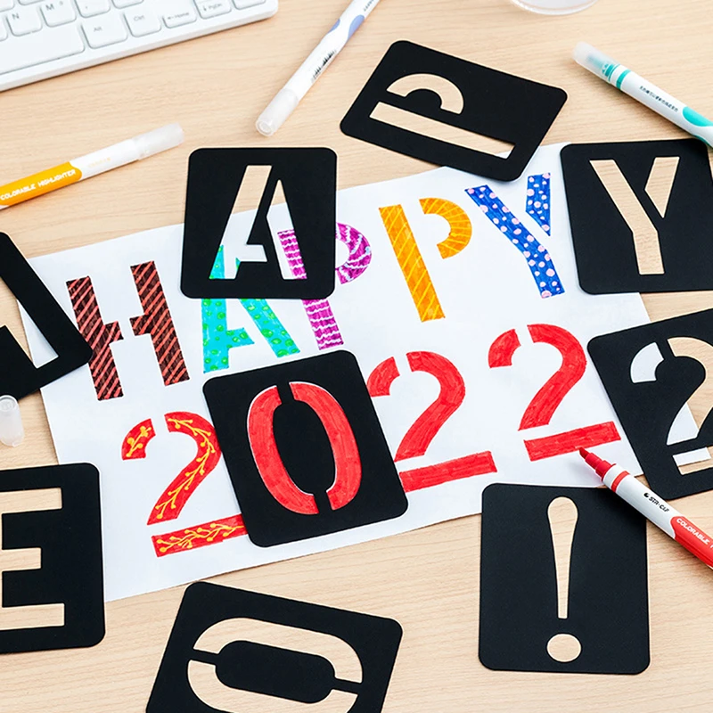 استنسل برمز أحرف مجوفة ، قالب منقوش ، مشغولات ذاتية الصنع ، ختم للرسم ، ديكور حفلات منزلية ، 42 أو #2