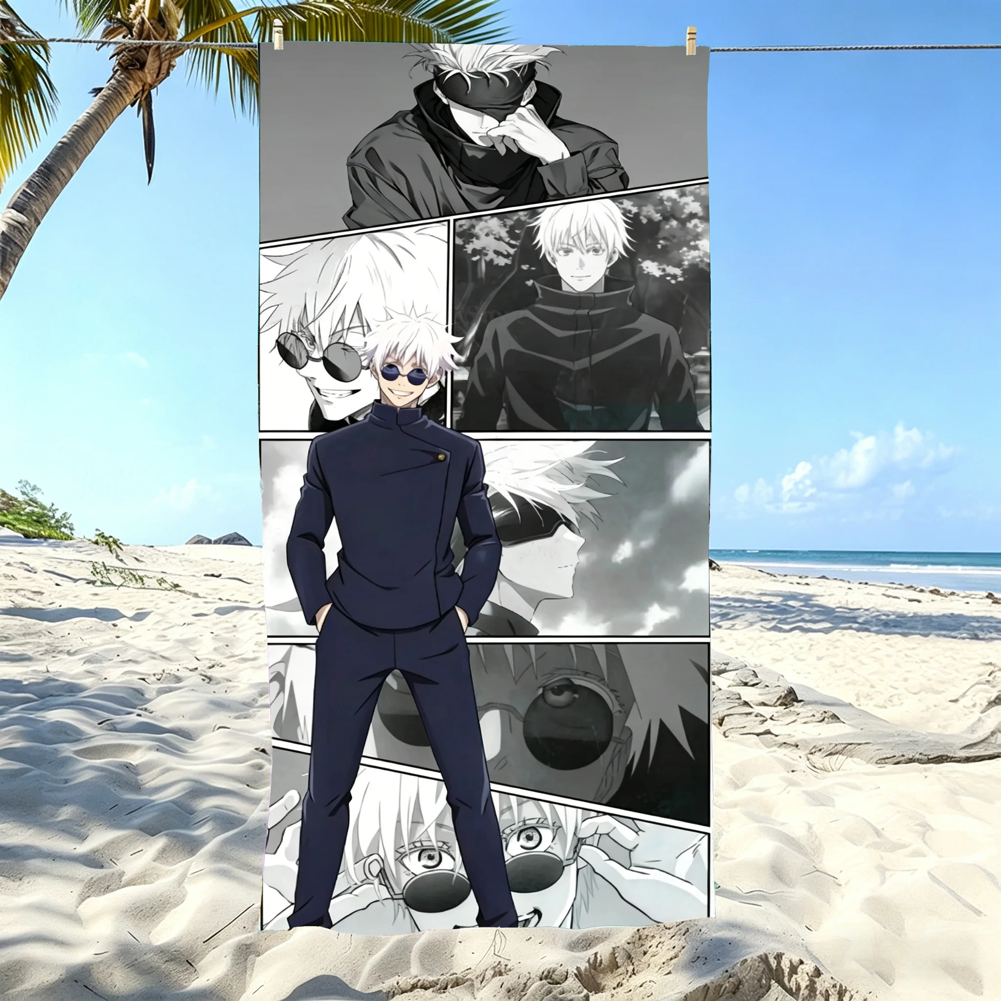

1pc J-Jujutsu Kaisen Gojo Satoru Manga Beach Towel Quick Dry Sand Free Soft Microfiber Bath Towel for Fans Swimming Pool