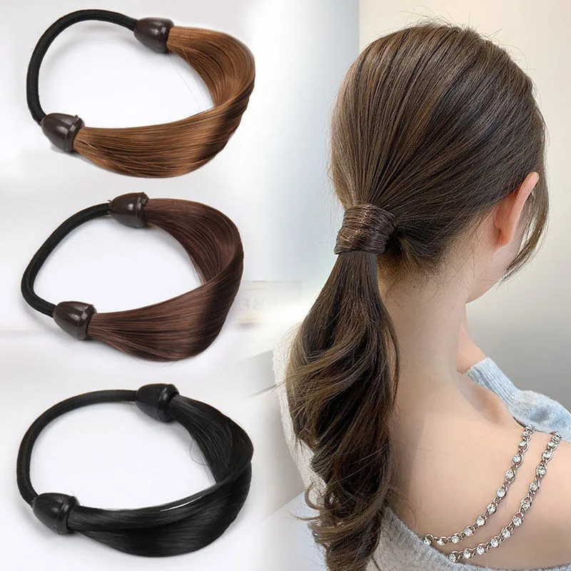 

Creative Wig Hair Rope Solid Color Hairpiece Rubber Band Hairband Women Girls High Elastic Ponytail Scrunchies Hair Accessories