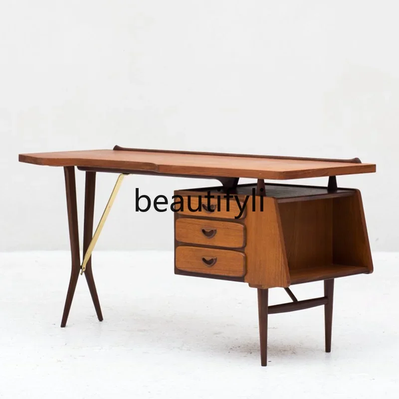 

zq1Medieval solid wood desk, retro, writing desk Nordic, personalized writing desk