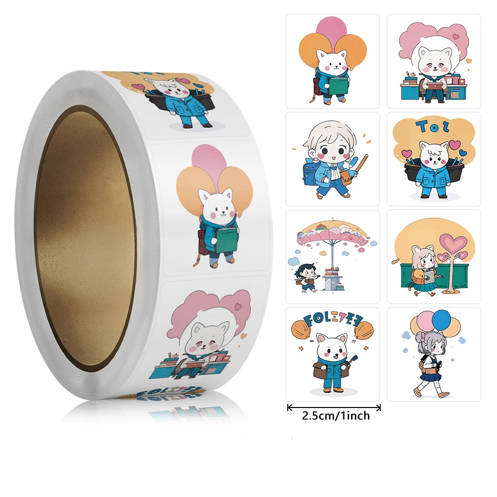 500 stks 1 inch Cartoon Dier Sticker Dank U Stickers Kinderen Leuk Speelgoed Spel Tag DIY Gift Decoratie Afdichting Label