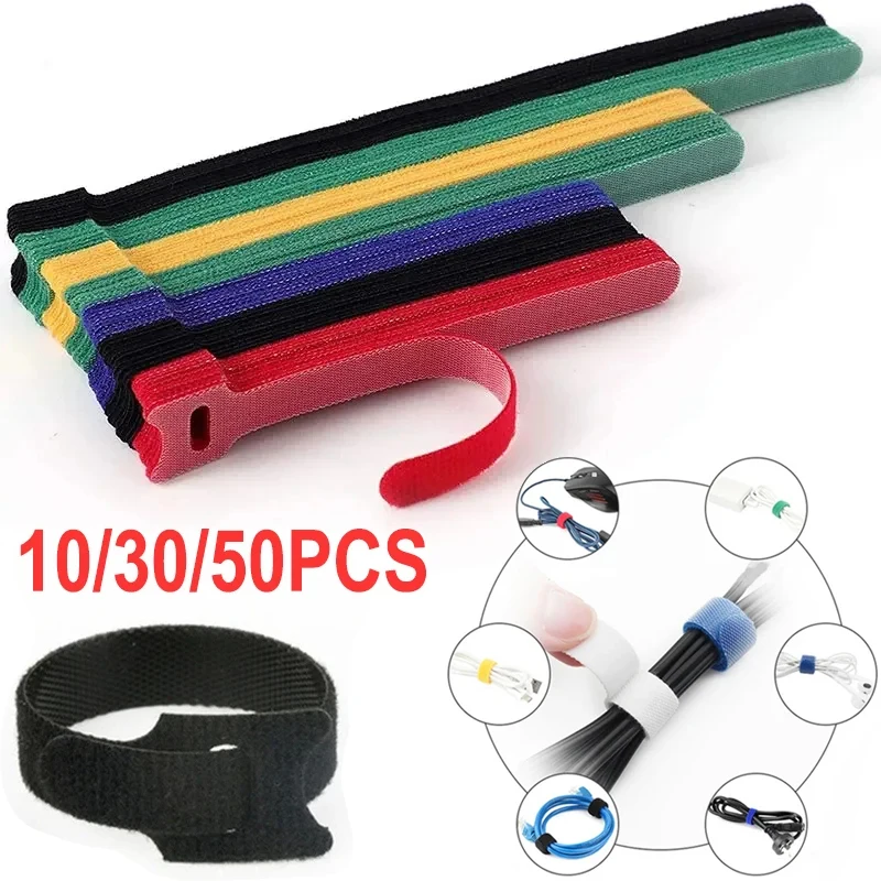 10/30/50PCS Losmaakbare kabelbinders Gekleurde kunststoffen Herbruikbare kabelbinders Nylon luswikkel Zip-bundelbanden Kabelbinder Draadmanagement