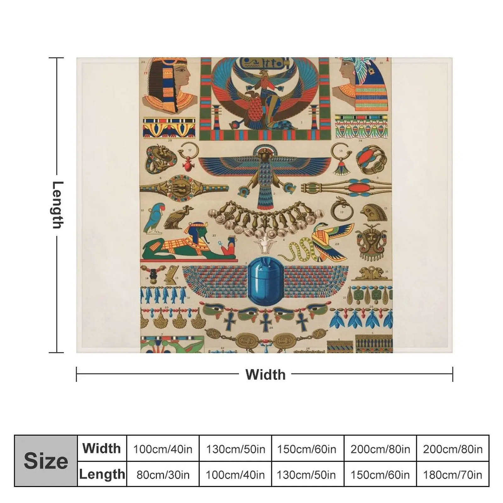 Egyptian motif book plate from L'ornement Polychrome (1888) by Albert Racinet Throw Blanket decorative Luxury Thicken Blankets