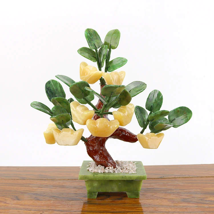 1 Pc Jade Potted Money Tree Feng Shui Living Room Decoration Home Decoration Absorb Wealth Craft Ornaments Housewarming Gift